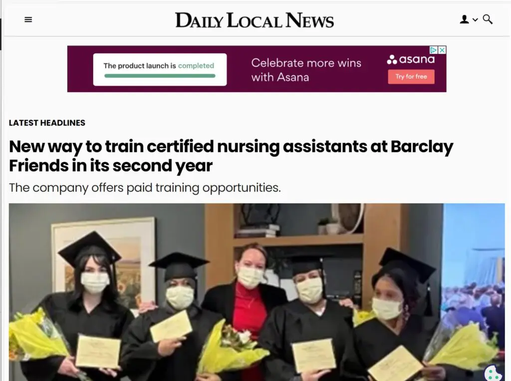 Barclay Friends CNA article