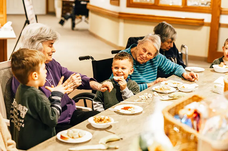 Intergenerational activity for Kendal Early Learning Center students
