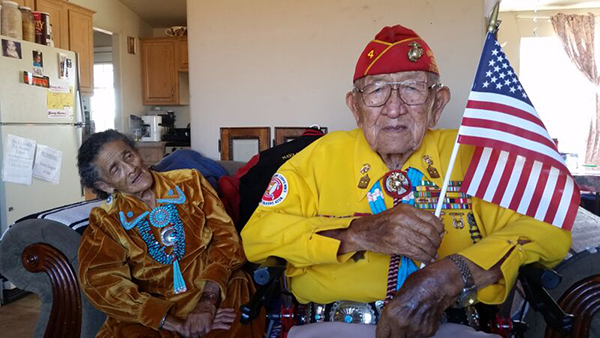 A Navajo Code Talker veteran of World War II and his wife.
