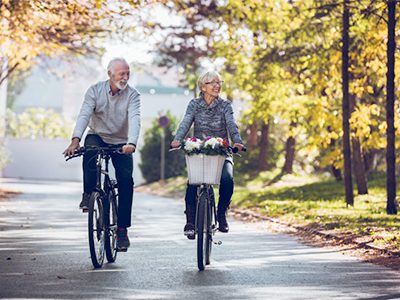 Older adults riding bikes