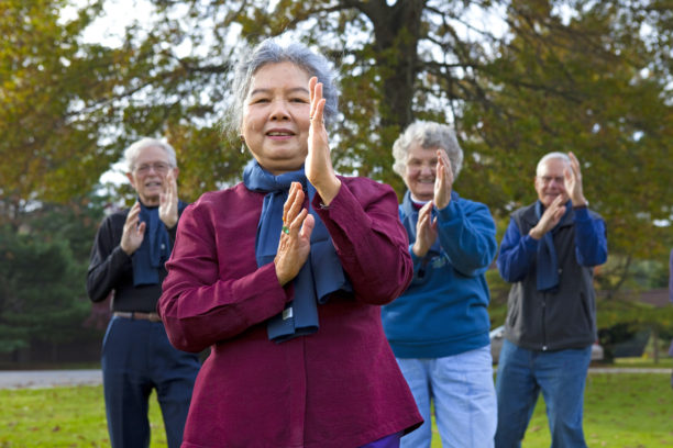 Seniors practicing Tai Chi