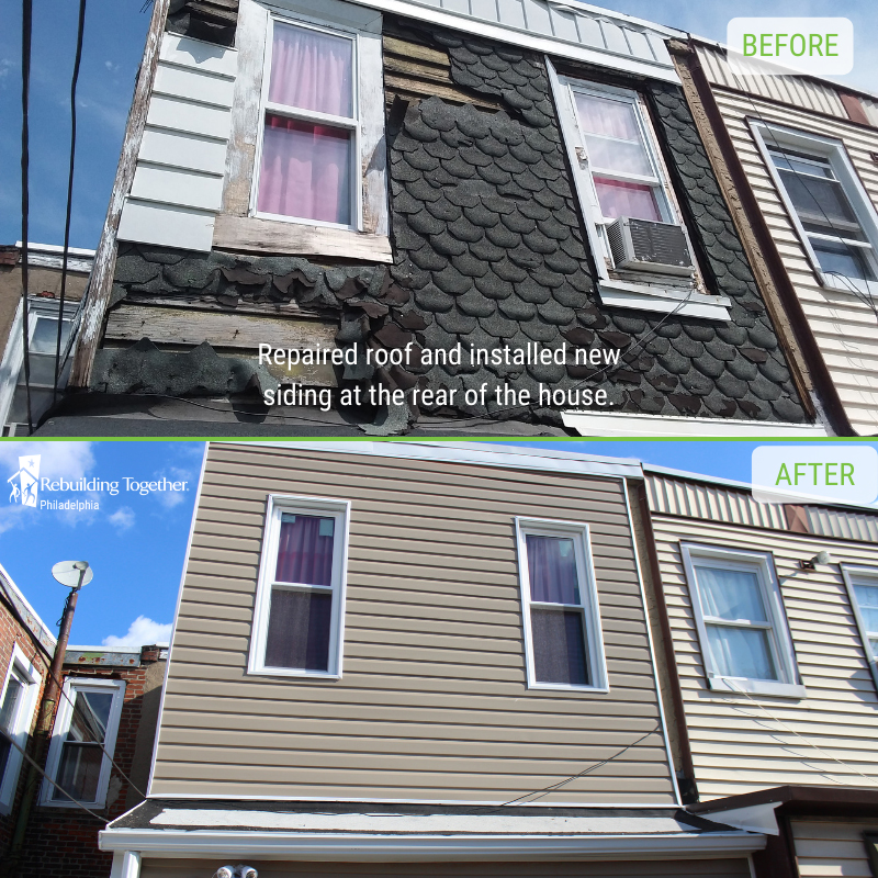 Before & after RTP put new siding on a rowhouse