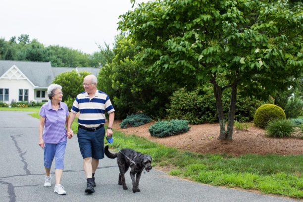 Independent Living resident walk their dog