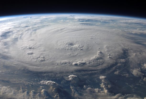 swirling hurricane clouds