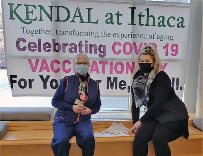 Two of the scores of Kendal at Ithaca staff who have received COVID-19 vaccinations.