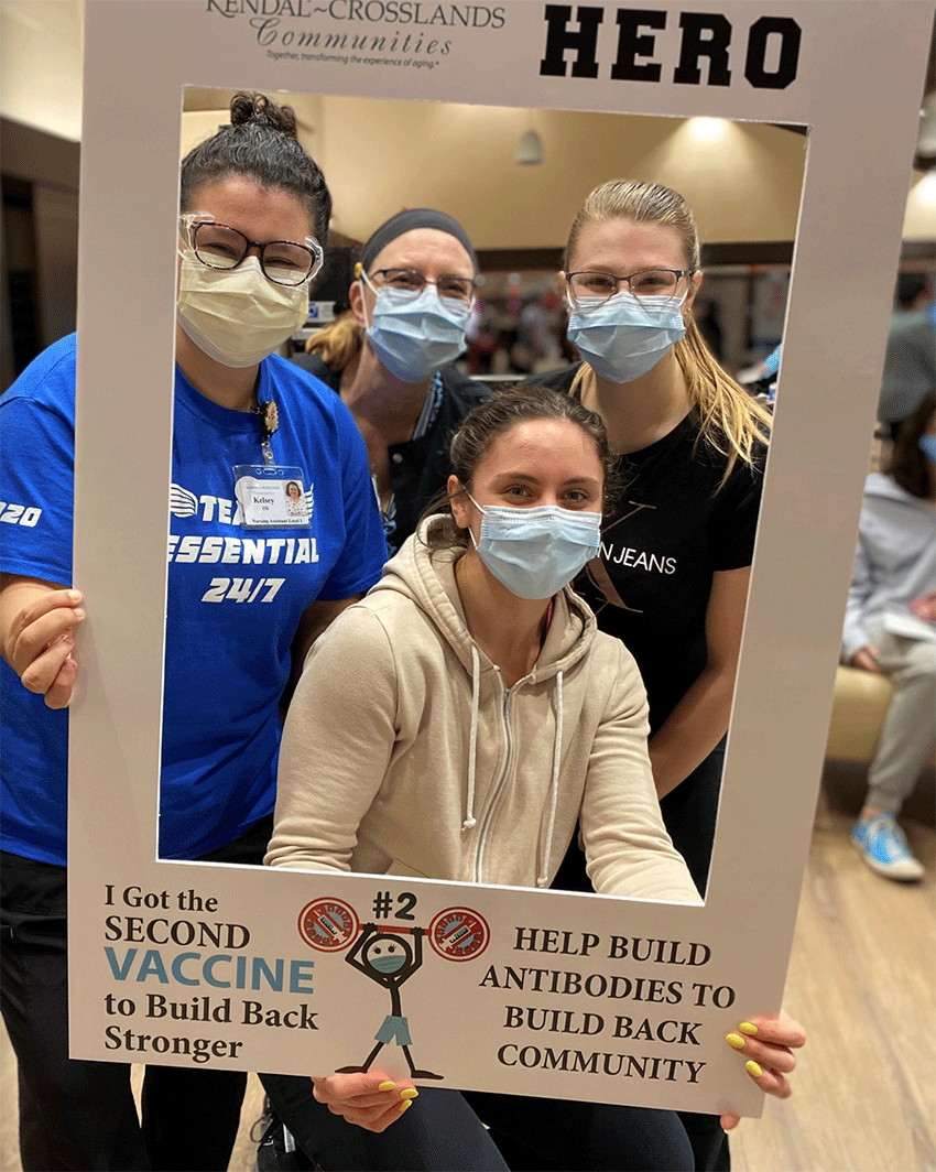 Staff recognized after getting second Pfizer vaccination.