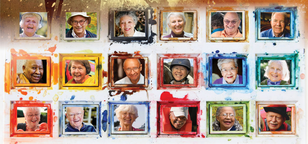 collage of resident photos in watercolor frames