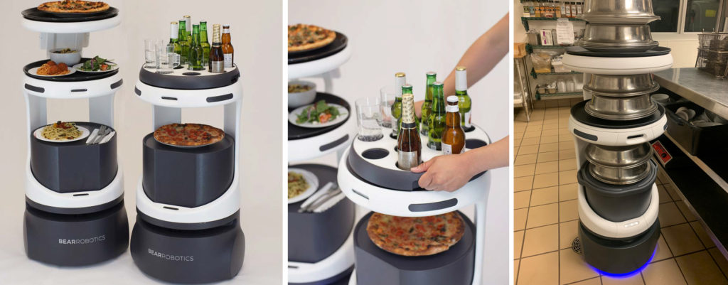 Servi Robot holding various dishes and drinks