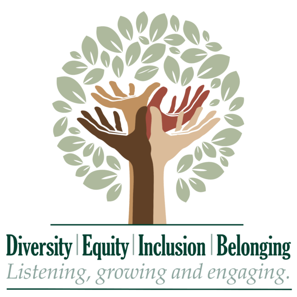 Diversity Equity Inclusion Belonging. Listening, growing and engaging. Logo