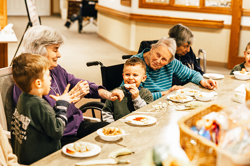 Intergenerational activity for Kendal Early Learning Center students