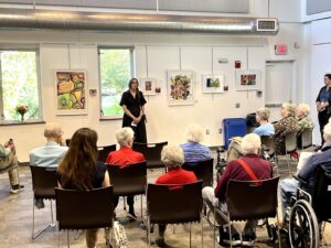 reception celebrating the artwork of Kendal at Hanover residents living with Alzheimer’s or another type of dementia.