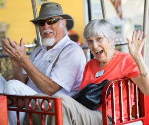 two residents on train